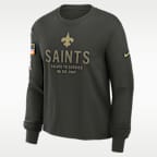 Playera de manga larga Nike Dri-FIT de la NFL para mujer New Orleans Saints Salute to Service Sideline