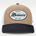 Gorra de rejilla Nike de la MLB ajustable y con estructura A-Frame para hombre Seattle Mariners Rise