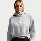 Sudadera con gorro Nike Sportswear oversized cropped Henley de tejido Fleece para mujer Phoenix