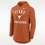 Playera de manga larga universitaria Nike Dri-FIT con gorro para hombre Texas Campus Arch