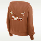 Sudadera con gorro universitaria Nike con cierre completo para mujer Texas Mantra