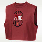 Playera cropped sin mangas para niñas talla grande Portland Fire Nike Authentics