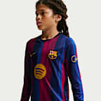 FC Barcelona 2026/27 Stadium Home Nike Dri-FIT Replika-Longsleeve-Fußballtrikot (ältere Kinder)
