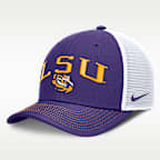 LSU Primetime Arched Men's Nike Dri-FIT College Trucker Adjustable Hat