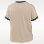 Playera Nike de la NFL cropped para mujer Green Bay Packers Rewind Ringer Mod