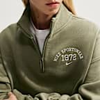 Haut court oversize à 1/4 de zip Nike Studio Fleece Medium Weight pour femme