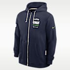 Sudadera con gorro Nike Dri-FIT de la NFL de cierre completo para hombre Seattle Seahawks Sideline Standard Issue