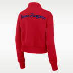 Sudadera de cuello redondo Nike de la MLB cropped con cierre de 1/4 para mujer Texas Rangers Phoenix