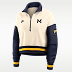 Michigan Legacy Women's Nike College Cropped Oversized 1/4-Zip Crew
