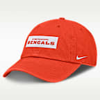 Gorro ajustable Nike de la NFL de los Cincinnati Bengals para hombre con marca denominativa Primetime Club