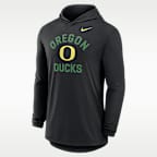 Oregon Primetime Arch Men's Nike Dri-FIT College Long-Sleeve Hooded T-Shirt