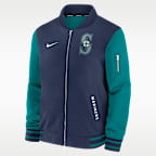Chamarra bomber Nike de la MLB de cierre completo para hombre Seattle Mariners Authentic Collection Dugout