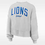 Sudadera de cuello redondo sin cierre Nike de la NFL oversized para mujer Detroit Lions Primetime Phoenix