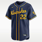 Jersey Nike Dri-FIT ADV de la MLB Limited para hombre Christian Yelich Milwaukee Brewers