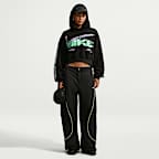 Nike Studio Fleece Medium Weight Women's Cropped Oversized Pullover Hoodie