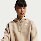 Nike Sportswear Phoenix Fleece Bol Kesim Crop Henley Kapüşonlu Kadın Üstü