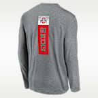 Playera de manga larga universitaria Nike Dri-FIT para hombre Ohio State Primetime Stack Legend