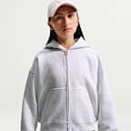 Nike Sportswear Studio Fleece oversized hoodie met rits over de hele lengte voor meisjes