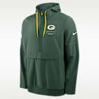 Green Bay Packers Sideline Anorak Men's Nike NFL 1/2-Zip Hooded Jacket