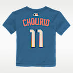 Playera Nike de la MLB infantil Jackson Chourio Milwaukee Brewers City Connect