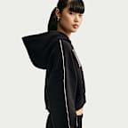 Dámská středně silná oversize zkrácená mikina s kapucí a plným zipem Nike Studio Fleece
