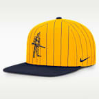 Gorra universitaria Nike Dri-FIT ajustable para hombre West Virginia Primetime Pin Stripe 2-Tone