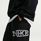 Nike Studio Fleece Medium Weight Women's Oversized Cuffed Logo Pants (Plus Size)