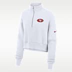Sudadera de cuello redondo Nike de la NFL cropped oversized con cierre de 1/4 para mujer San Francisco 49ers Primetime Phoenix