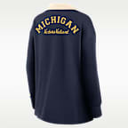 Polo de manga larga marca Jordan Dri-FIT oversized para mujer Michigan Academic