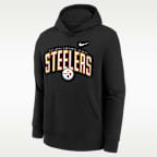 Pittsburgh Steelers Essentials Club Logo Arch Big Kids' Nike NFL Pullover Crew