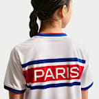 Playera de futbol Nike Dri-FIT para antes del partido para niños talla grande Paris Saint-Germain local