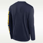 Playera de manga larga universitaria Nike Dri-FIT para hombre West Virginia Primetime Stack Legend