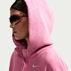 Sudadera con gorro Nike Sportswear oversized cropped Henley de tejido Fleece para mujer Phoenix