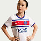 Playera de futbol Nike Dri-FIT para antes del partido para niños talla grande Paris Saint-Germain local