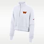 Sudadera de cuello redondo Nike de la NFL cropped oversized de cierre de 1/4 para mujer Washington Commanders Primetime Phoenix