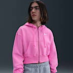 Sudadera con gorro holgada cropped con cierre completo para mujer Nike Sportswear Phoenix Fleece