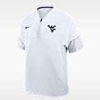 West Virginia Sideline Coach Men's Nike College 1/2-Zip Short-Sleeve Hooded Jacket