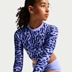 Conjunto de top cropped de manga larga y cintura alta para niña talla grande Nike Swim