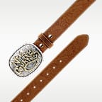 Nike Country Men's Rhinestone Plaque Buckle Embossed Leather Belt