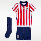 C.D. Guadalajara 2026/27 Stadium Home Little Kids' Nike Soccer Replica 3-Piece Kit
