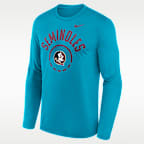 Playera de manga larga universitaria Nike Dri-FIT para hombre Florida State Courtside
