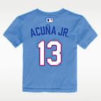 Playera Nike de la MLB infantil Ronald Acuña Jr. Atlanta Braves, edición City Connect