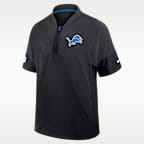 Detroit Lions Sideline Coach Men's Nike NFL 1/2-Zip Short-Sleeve Hooded Jacket