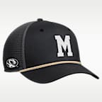 Gorra de rejilla universitaria Nike ajustable para hombre Missouri Alt Football Rise Visor Rope