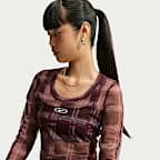 Camisola de malha axadrezada de manga comprida com corte estreito Nike Sportswear para mulher