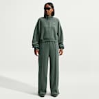 Top cropped oversized de cierre de 1/4 para mujer Nike Studio Fleece Medium Weight Plush