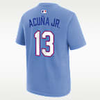 Playera Nike de la MLB para niños talla grande Ronald Acuña Jr., Atlanta Braves, edición City Connect