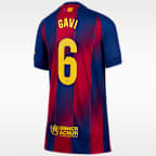 Gavi Barcelona 2025/26 Stadium Home Big Kids' Nike Dri-FIT Soccer Jersey