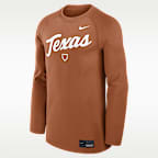 Texas Dugout Game Time Men's Nike Dri-FIT College Long-Sleeve T-Shirt
