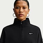 Nike Studio Fleece Medium Weight Women's Oversized 1/4-Zip Cropped Top